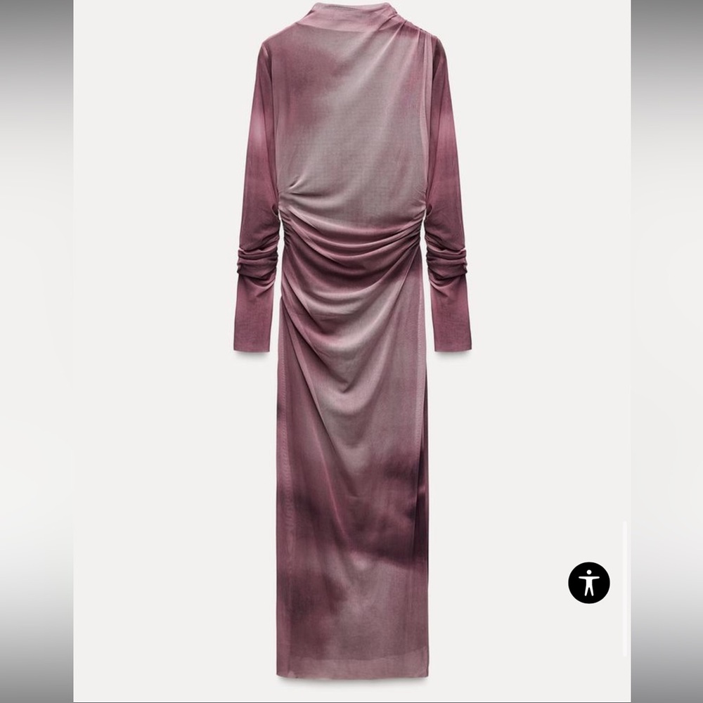 ZARA Draped Tulle Dress in Burgundy